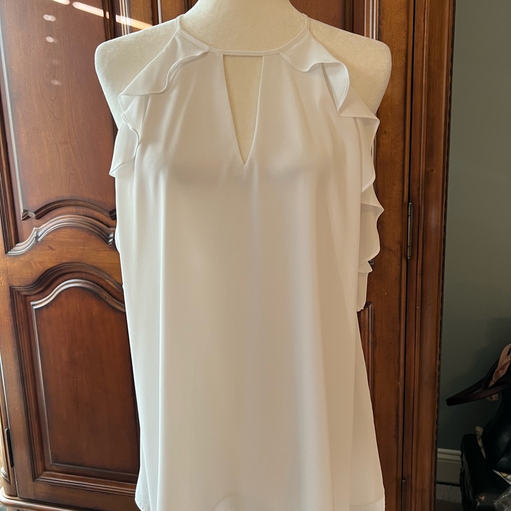 Lilly Pulitzer Padma White Verbena Ruffle Tank/Halter Top, NWOT, XL - Picture 4 of 10